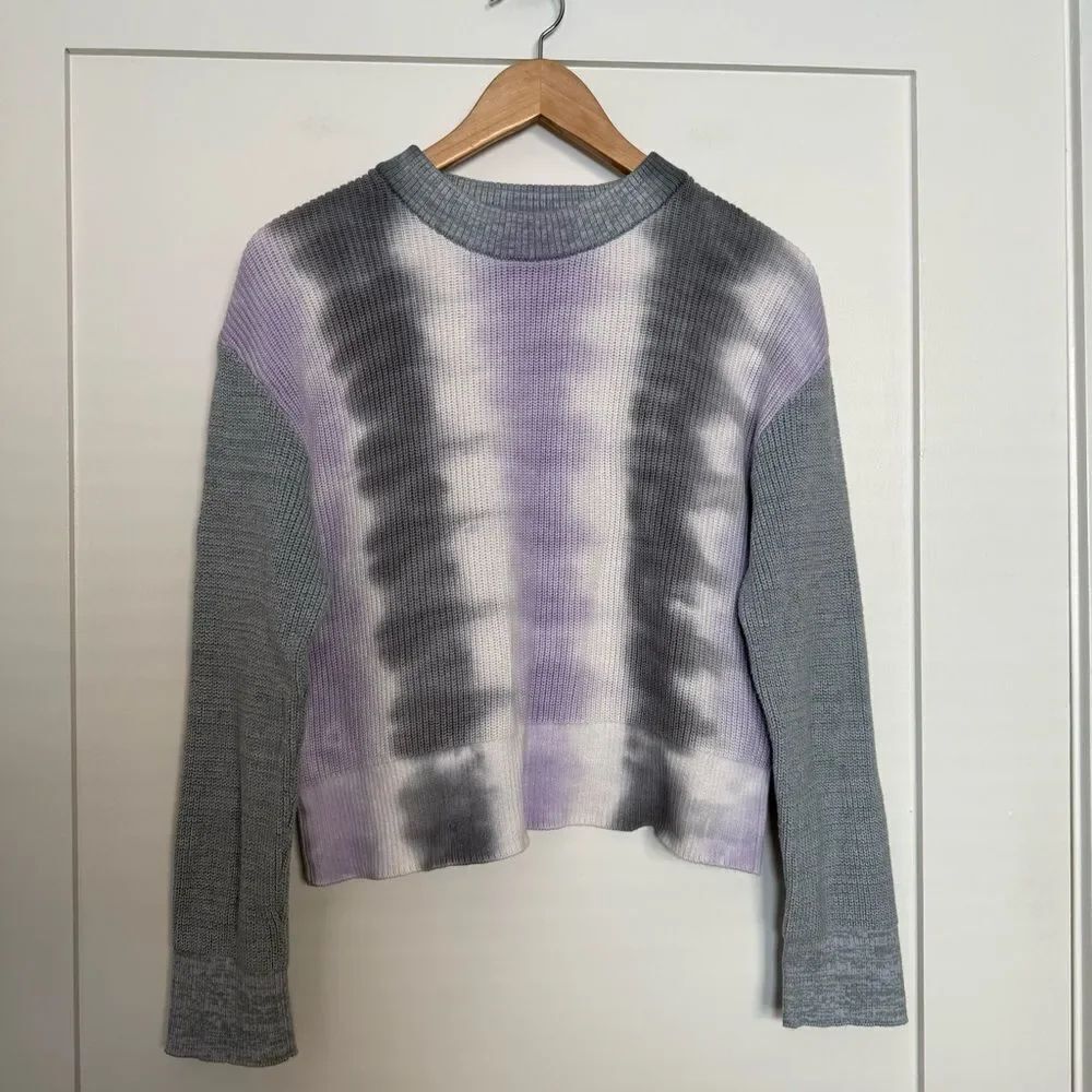 Rails Karis Aqua Tie Dye Sweater Womens Sz S Gray Knit Organic Cotton Cashmere